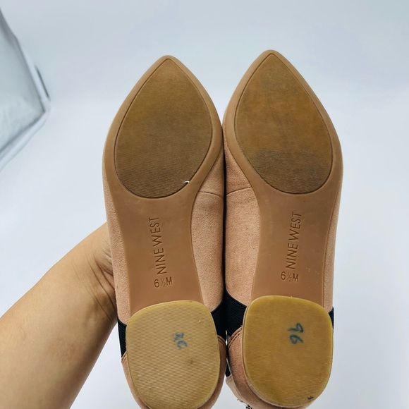 Nine West Opheliao Cream Beige Faux Suede Ankle Ballet Ballerina Flats - Picture 2 of 6